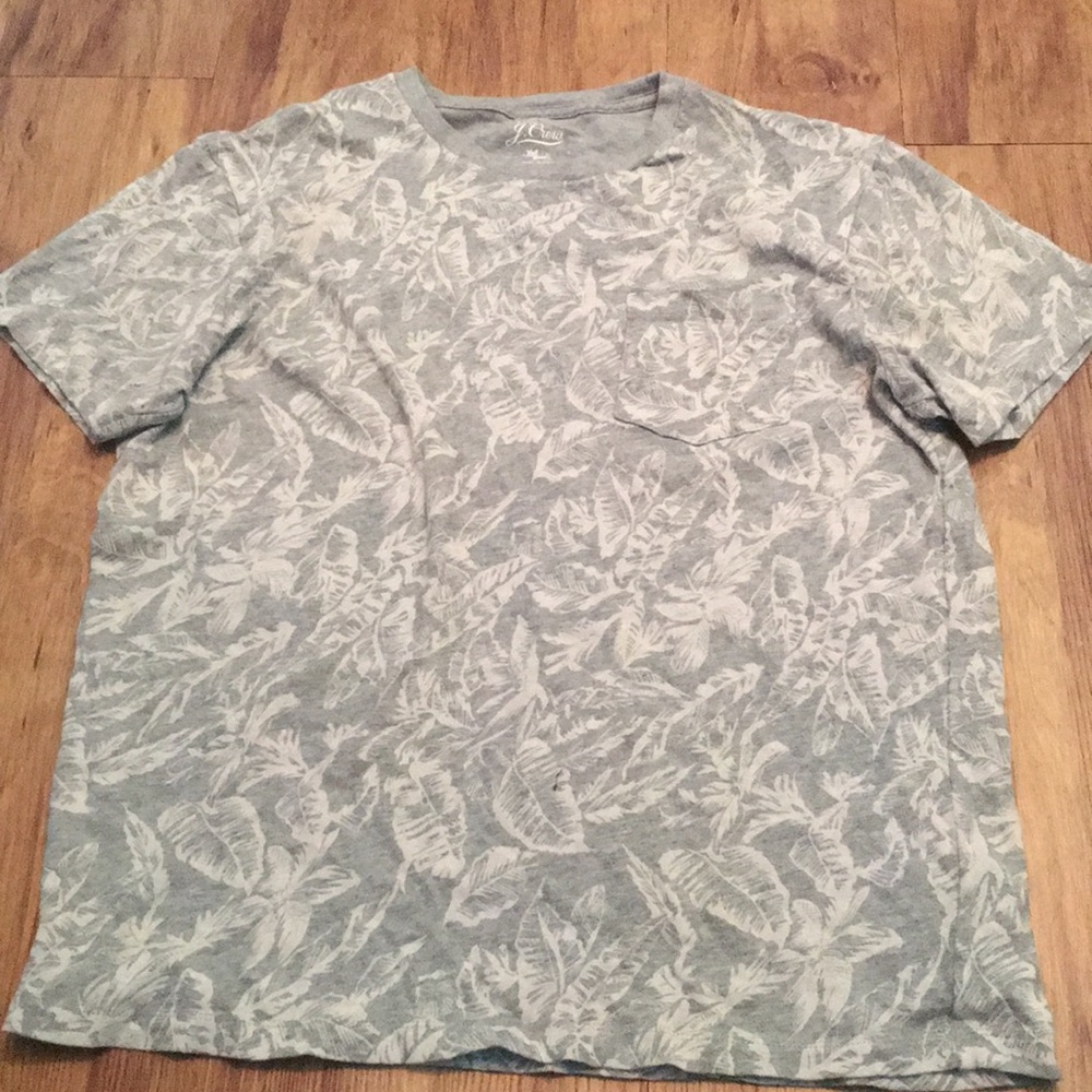 J. Crew Floral Pattern Grey T-Shirt